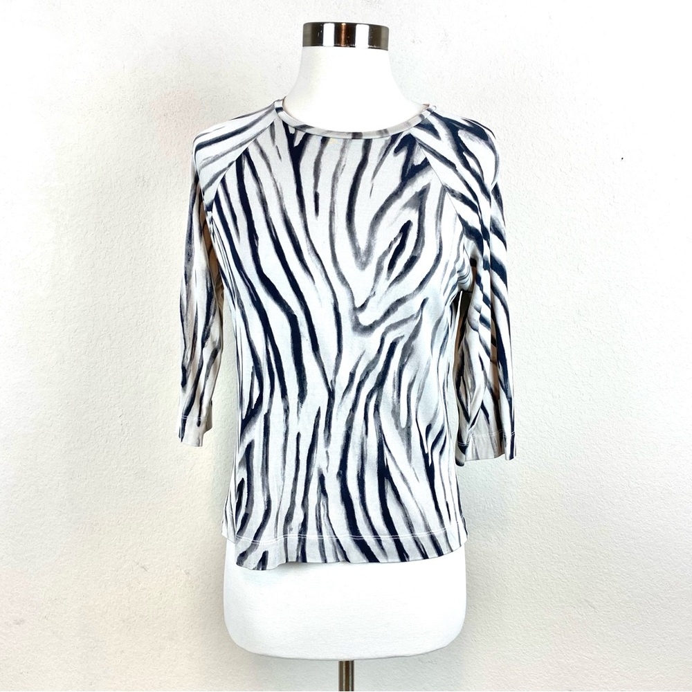 Burns Neiman Marcus Silk Zebra Animal Print Top